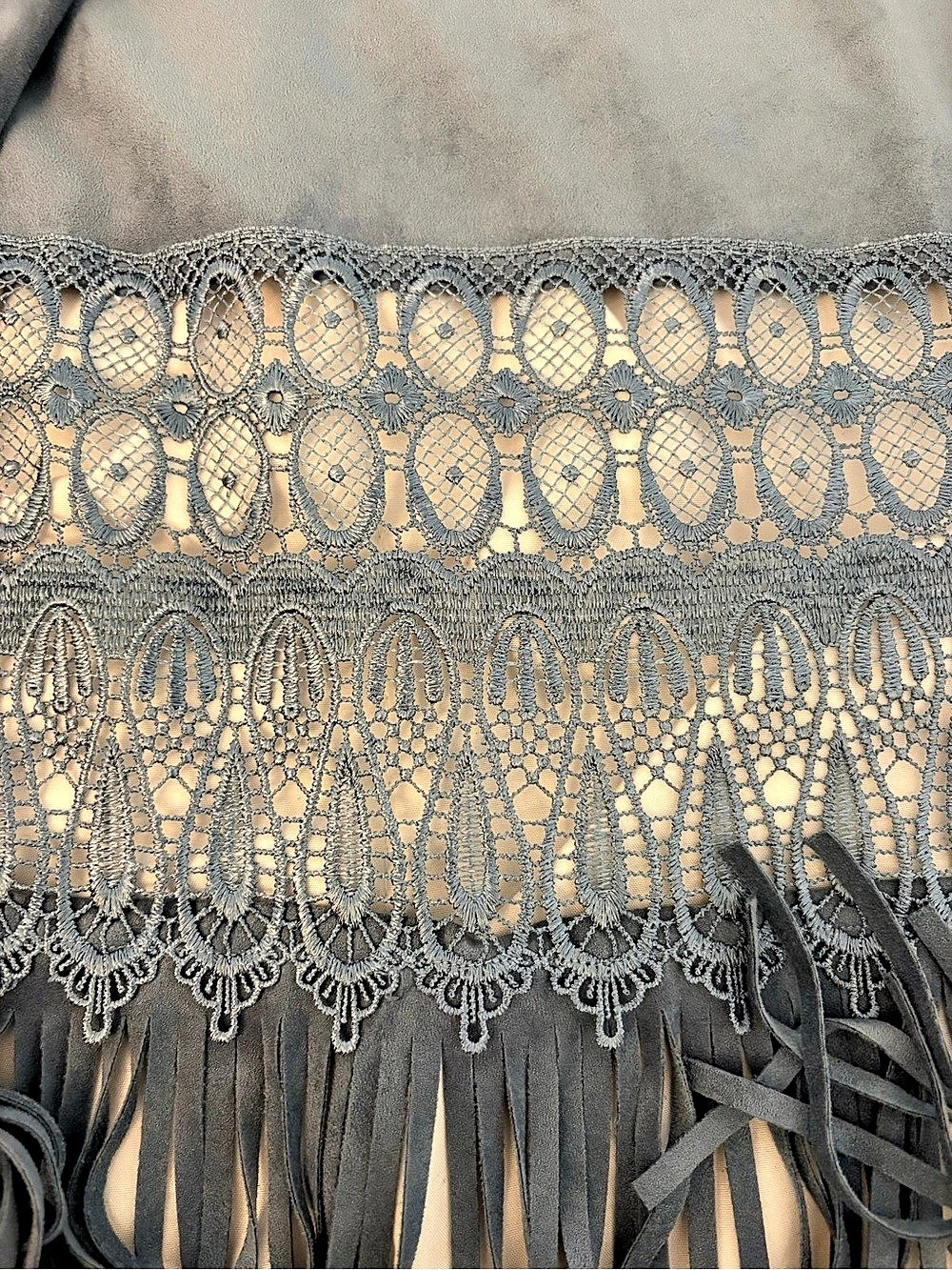 Chico's Faux Suede Cutwork fringe Jacket - Picture 6 of 7